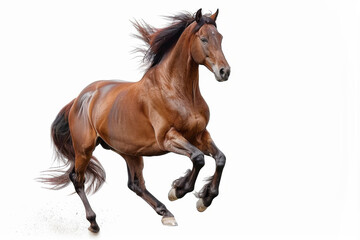 Horse in motion. Isolated on white background. Gallop