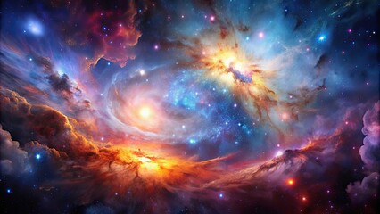 Naklejka premium Galactic background featuring stunning nebula astrophotography, Galaxy, Space, Stars, Universe, Astronomy, Background