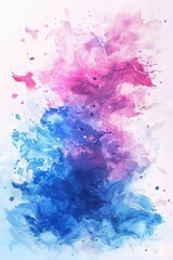 Vibrant watercolor abstract art with a blend of pink, purple, and blue hues, creating a dynamic and dreamy visual effect.