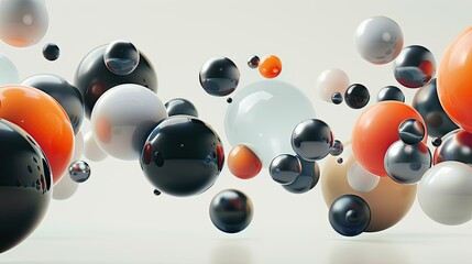 Abstract 3D spheres rendered beautifully, highlighting their shapes and colors against a neutral background