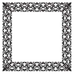 Vector baroque black square border frame. Template. Isolated on white background.