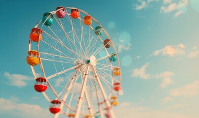 Colorful Ferris Wheel at Amusement Park