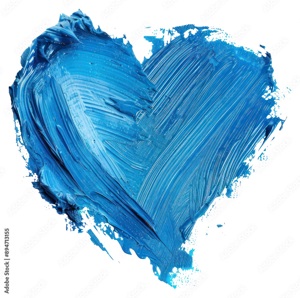 Sticker png abstract blue heart painting