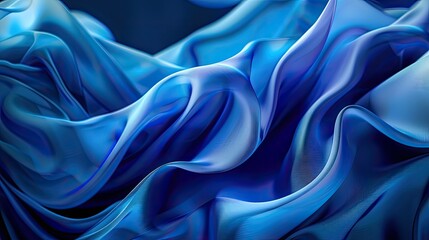 Fototapeta premium Blue wavy ribbons in an abstract fashion background, creating a sense of fluidity and elegance