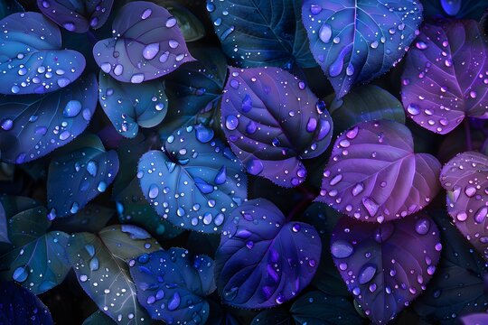 Indigo Raindrops A Blue and Purple Leaf Study