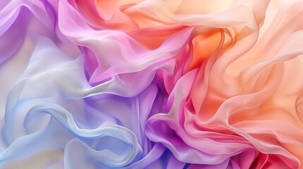 Obraz premium Pastel Dreamscape: Dive into a vibrant pastel dreamscape of swirling, translucent fabrics, a captivating blend of colors and textures perfect for ethereal and abstract designs. 