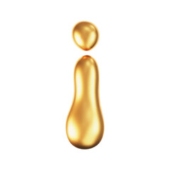 3d gold liquid letter I in y2k style isolated on a white background. Render of 3d golden inflated bubble alphabet with glossy effect. 3d vector y2k typography letter