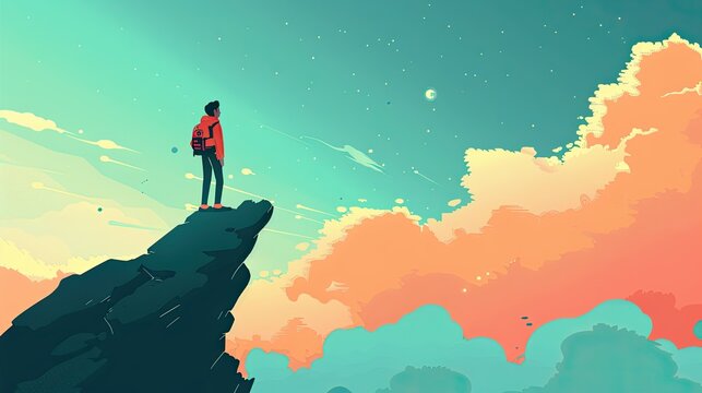 Chasing dreams flat design side view motivational theme animation Complementary Color Scheme