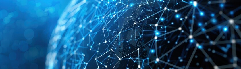Obraz premium Abstract representation of a global network with interconnected nodes, symbolizing data communication and technology.