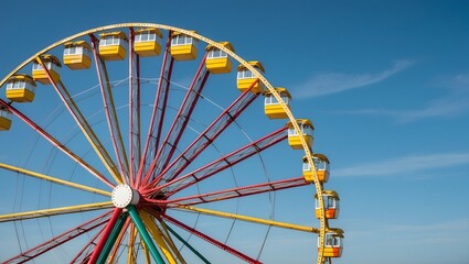 Ferris wheel at the carnival night market with cloudy afternoon sky background. Can also be used for copy space.