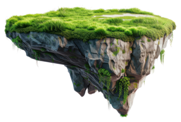 PNG  Floating island with lush greenery
