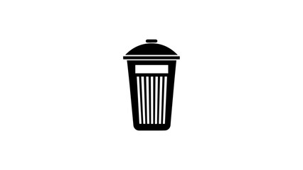 black trash can simple vector illustration