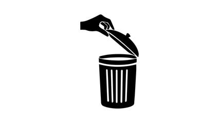 hand lifting up trash can head up icon illustration in vector