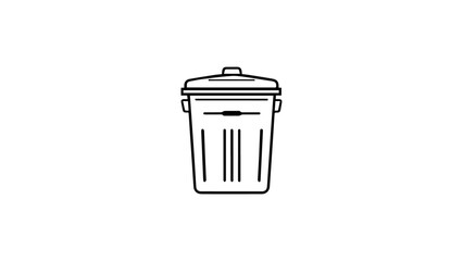 black trash can outline illustration 