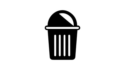 trash can, simple black shape illustration of a modern trash can in vector