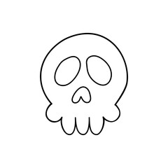Halloween stories. Skull with eye sockets. Halloween decoration. Doodle Hand Drawn Illustration. Coloring book for children