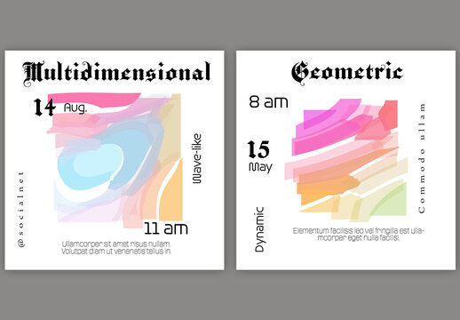 Social Media Square Post with Abstract Shuttered Glass Shape Simple on White Background