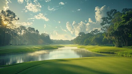 Golfers teeing off on a beautiful course, illustrating precision and calm