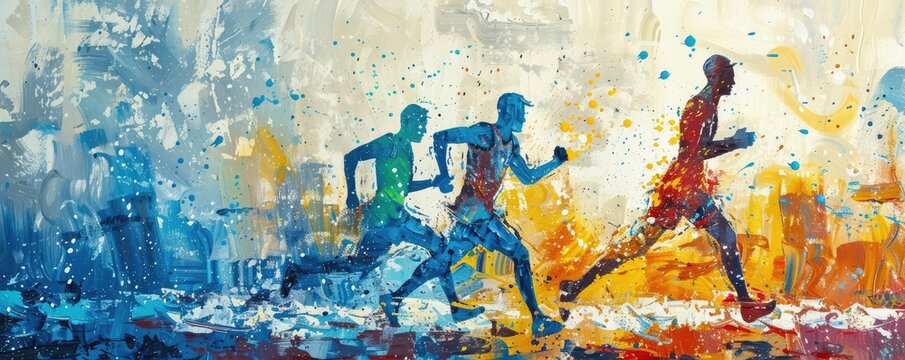 Marathon runners crossing the finish line, representing endurance and achievement