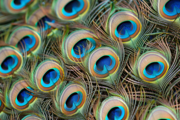 Obraz premium Vibrant peacock feathers. Beauty of nature