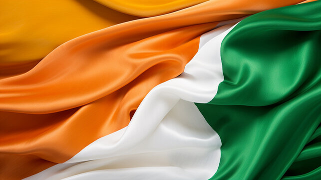 Indian flag in motion with vibrant hues and detailed textures.