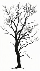 Fototapeta premium A silhouette of a tree with no leaves is shown in black and white