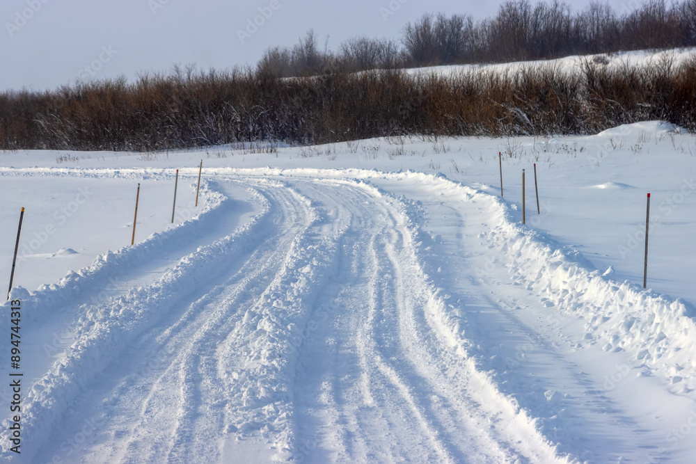 Wall mural difficult winter roads in the arctic tundra. there is no way here in summer. komi republic oil and g