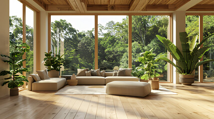 modern residential house, livingroom, cozy, green