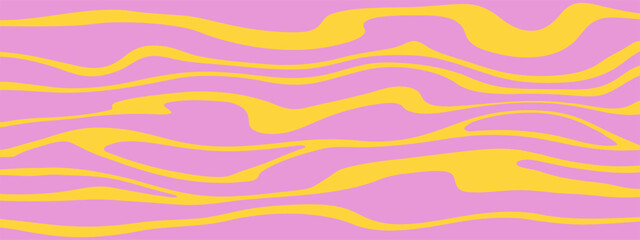 Marble vector texture. Abstract liquid wavy background. Optical illusion motion striped 3d effect. Yellow and lilac colors