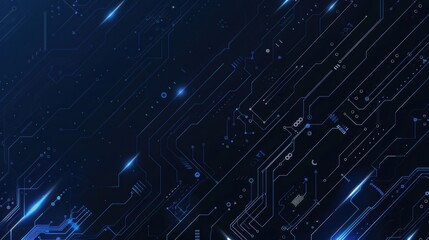 Naklejka premium A deep blue circuit board background for a tech-themed poster, showcasing a modern and futuristic style