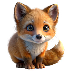 Obraz premium baby fox, soft brown eyes isolated on a transparent background