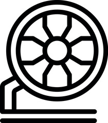 Fototapeta premium Black outline icon of a hamster wheel representing pet activity, exercise, and entertainment