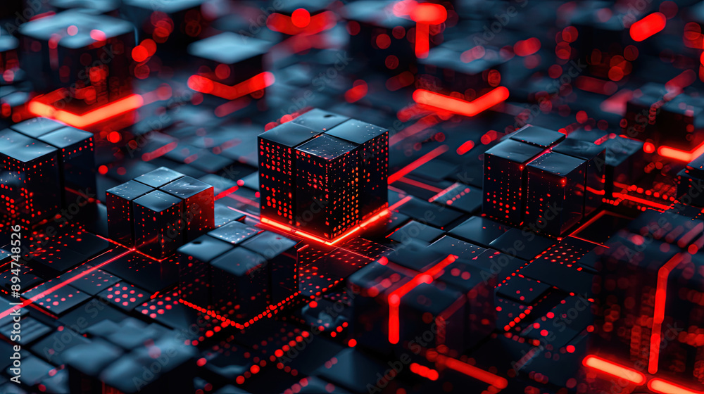 Wall mural technology background. abstract and futuristic depiction of a digital technology network connection 