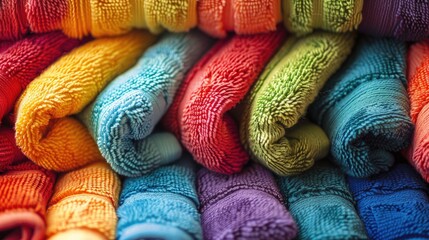Vibrant cotton towels close up image