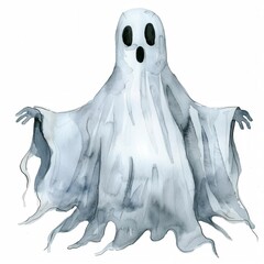 a Spooky Ghost clipart, watercolor clipart illustration, lsolated on white background