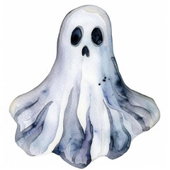 a Spooky Ghost clipart, watercolor clipart illustration, lsolated on white background
