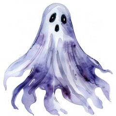 a Spooky Ghost clipart, watercolor clipart illustration, lsolated on white background