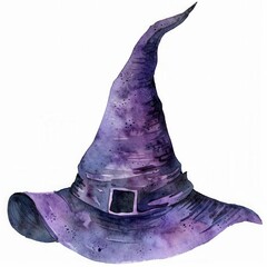 a Witch Hat clipart, watercolor clipart illustration, lsolated on white background