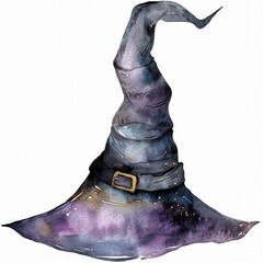 a Witch Hat clipart, watercolor clipart illustration, lsolated on white background