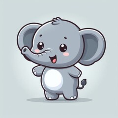 Obraz premium Grey Adorable: Cute Elephant Charm