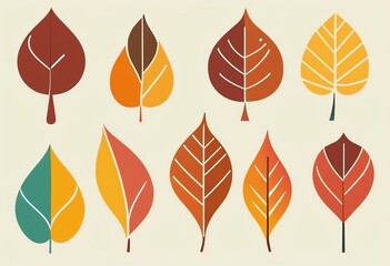 Minimalist Autumn Leaf Icon Vector in Modern Flat Style