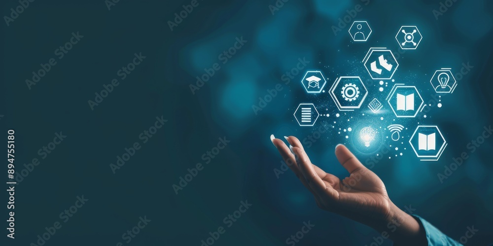Poster Exploring futuristic trends and global solutions in business technology through innovative concepts in the digital interface realm. Focus on technology and communication in the digital era