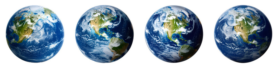 Planet earth globe from space isolated PNG set