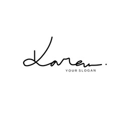 Karen name signature logo vector design