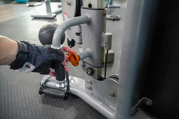 Fototapeta premium close up of hand of a man working out in a gym.exercise concept 