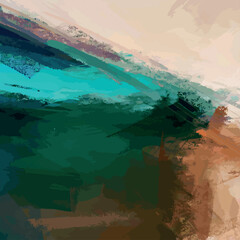 vector layered shadow bright green and pale color tone brush stroke style concept wall art middle blended abstract