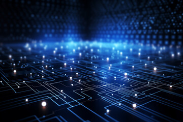 Abstract technology circuit digital line electronic network data innovation concept background.