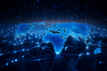 Fototapeta premium Abstract technology earth digital line electronic network data innovation concept background.