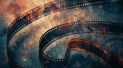 Naklejka premium Film texture background. Old film strip. Vintage color tone for background.