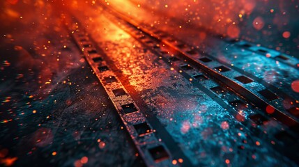 Film texture background. Old film strip. Vintage color tone for background.